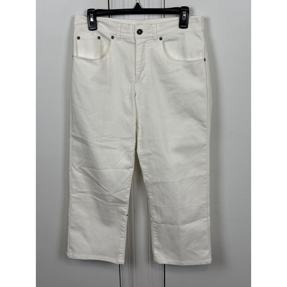 Christopher & Banks stretch white crop jeans 6